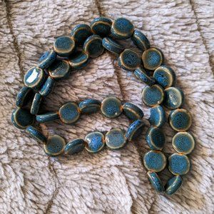 Turquoise-colored porcelain beaded necklace